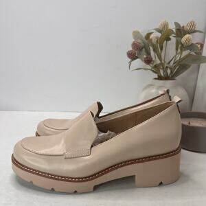 Naturalizer Darry Leather Platform Lug Sole Loafer Beige Women 9.5 Wide NWOB